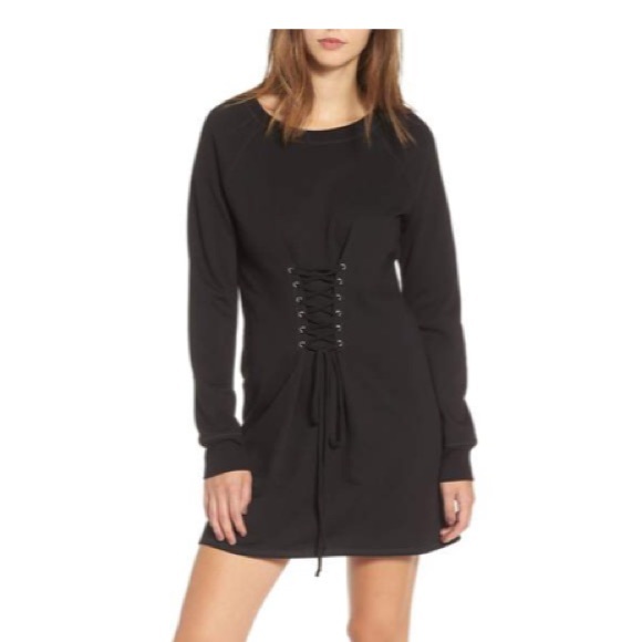 Socialite Corset Sweatshirt Dress Black 